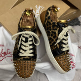 Authentic Christian Louboutin Leopard Junior Spikes sneakers 9UK 43 10US