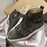 Authentic Christian Louboutin Grey Suede NONO strap Sneakers 8UK 42 9US