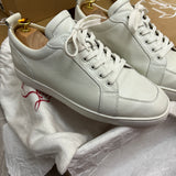 Authentic Christian Louboutin White Grained Leather Sneakers 11UK 45 12US