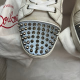 Authentic Christian Louboutin White Reflective Spikes Sneakers 10UK 44 11US