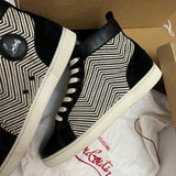 Authentic Christian Louboutin Beige Black Woven sneakers 9.5UK 9.5 43.5