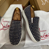 Authentic Christian Louboutin Denim Rollerboat Spikes Sneakers 7.5UK 8.5US 41.5