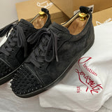Authentic Christian Louboutin Grey Fusain Junior Spikes sneaker 8.5UK 42.5 9.5US