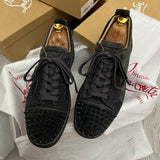 Authentic Christian Louboutin Grey Fusain Junior Spikes sneaker 8.5UK 42.5 9.5US