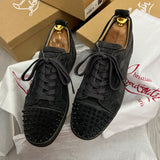 Authentic Christian Louboutin Grey Fusain Junior Spikes sneaker 8.5UK 42.5 9.5US
