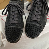 Authentic Christian Louboutin Grey Fusain Junior Spikes sneaker 8.5UK 42.5 9.5US