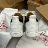 Authentic Christian Louboutin Rantulow white Black leather Mesh sneaker 8UK 42 9US