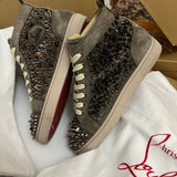 Authentic Christian Louboutin Grey Pik Pik Suede Spikes Sneakers 7UK 41 8US