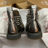 Authentic Christian Louboutin Silver Patent Leather Spikes Sneakers 7UK 41 8US